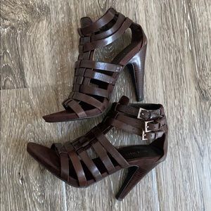 Brown strappy heels